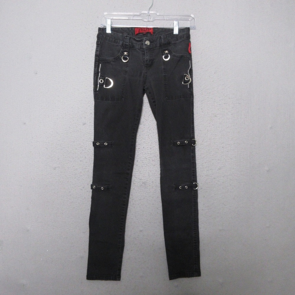 VTG TRIPP NYC Pants Skinny Jeans‎ Goth Punk Studded Emo Grunge Skull Indie READ